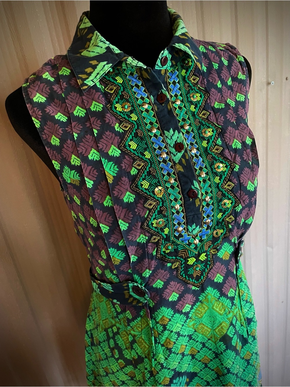 RARE VTG Ritu Kumar Midi Dress Boho Festival Knee Length Hippie Gypsy 2 (M) READ